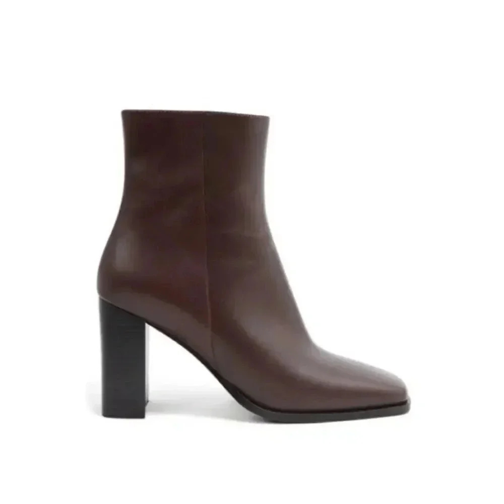 NEW Reiss Casey Square-Toe Leather High-Heel Ankle Bootie size 39 US8.5 - Picture 2 of 11
